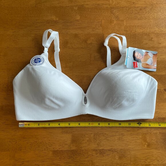 Size 38C Hanes white convertible wire-free lightly padded bra adjustable straps - Picture 2 of 12